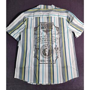 NWOT Disney Parks Haunted Mansion Madame Leota Striped Casual Camp Shirt SZ XXL